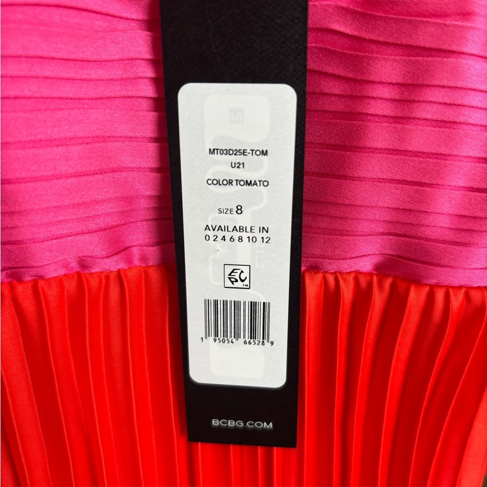 BCBGMaxAzria Vibrant Pink and Orange Pleated Dress - Picture 4 of 4